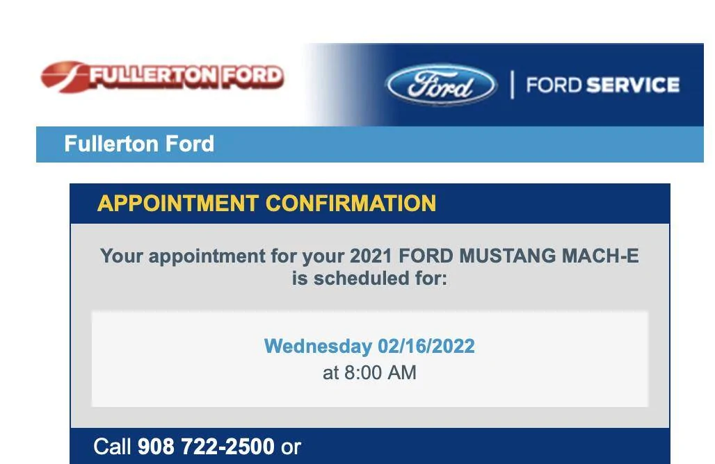 Ford Mustang Mach-E Customer Satisfaction Program 21P22 - Software Calibration Update Screen Shot 2022-01-04 at 7.33.56 AM