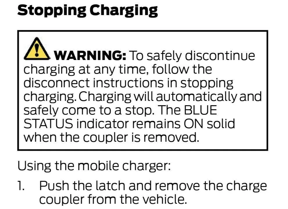 Ford Mustang Mach-E Unplugging L2 Charger After Remote Start markup_26678