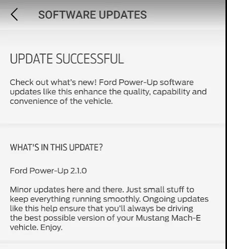Ford Mustang Mach-E What update did I get? 1641571752090