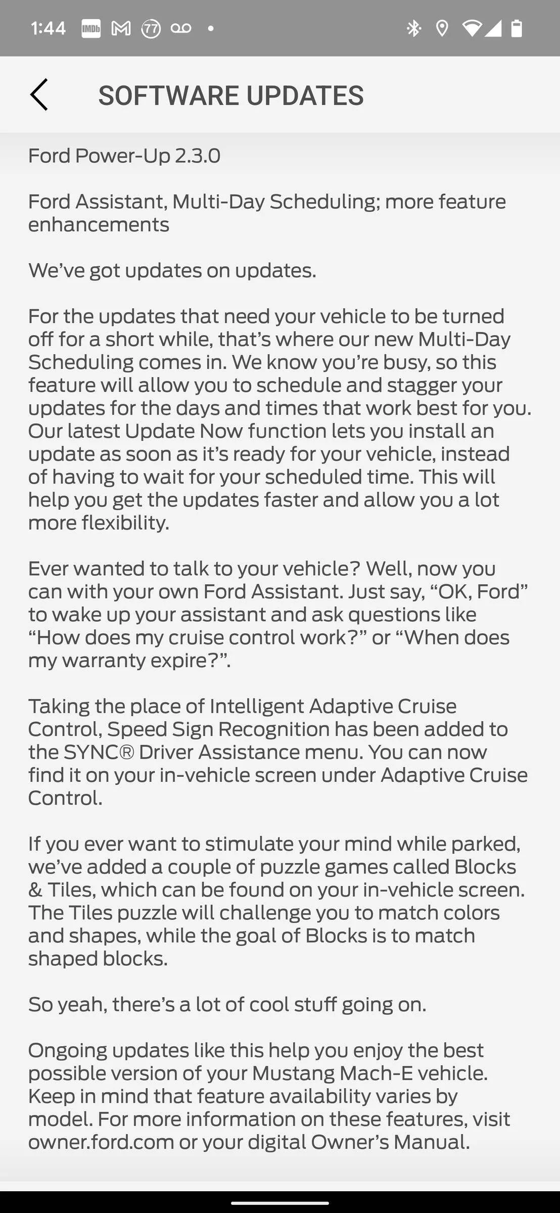 Ford Mustang Mach-E OTA Power Up 2.3.0 Is out Screenshot_20220107-134446