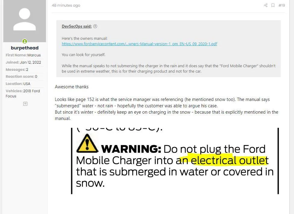 Ford Mustang Mach-E charging in the rain, ok? outlet