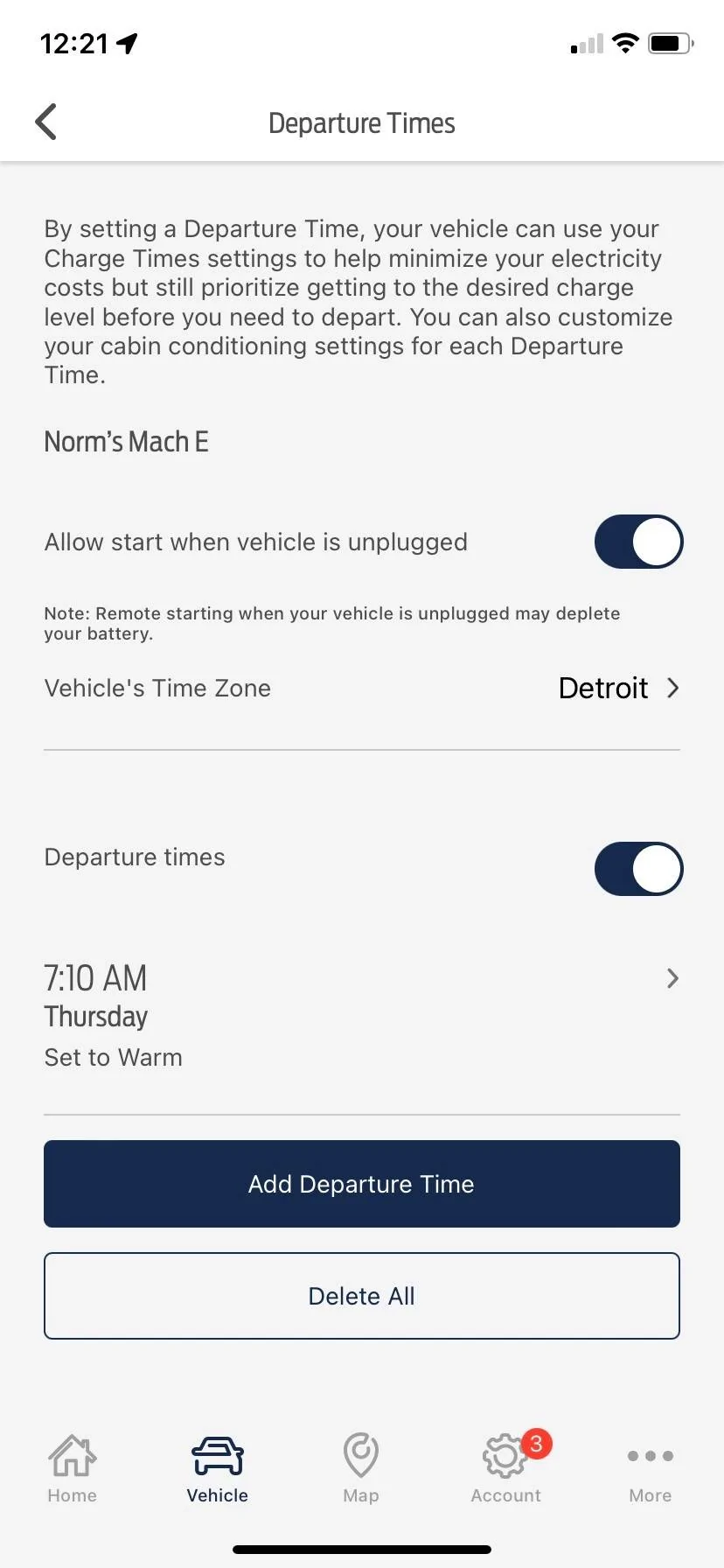 Ford Mustang Mach-E Cold weather parking question Precondition