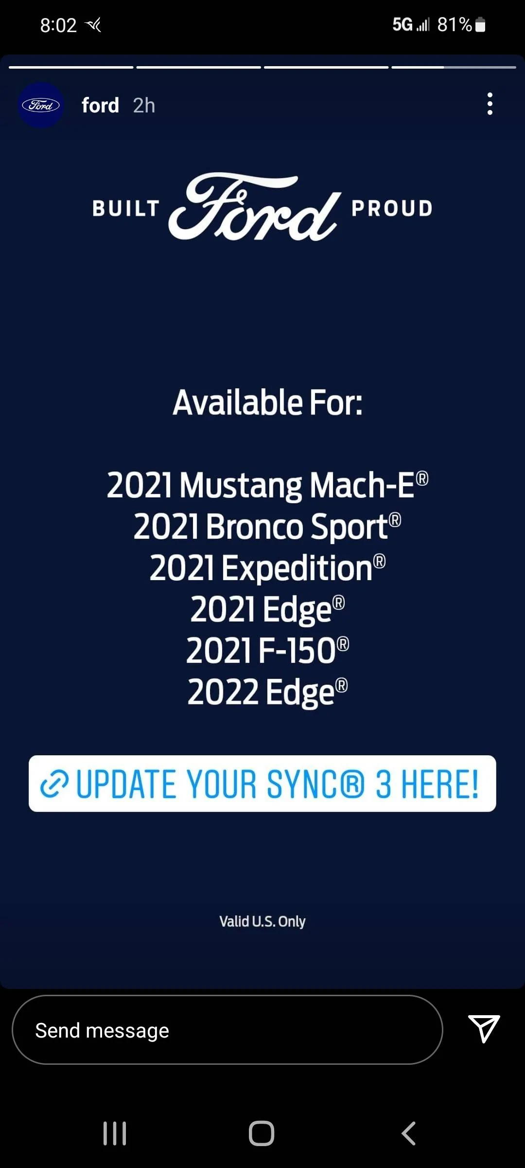 Ford Mustang Mach-E Since when is it sync3? Screenshot_20220114-080220_Instagram