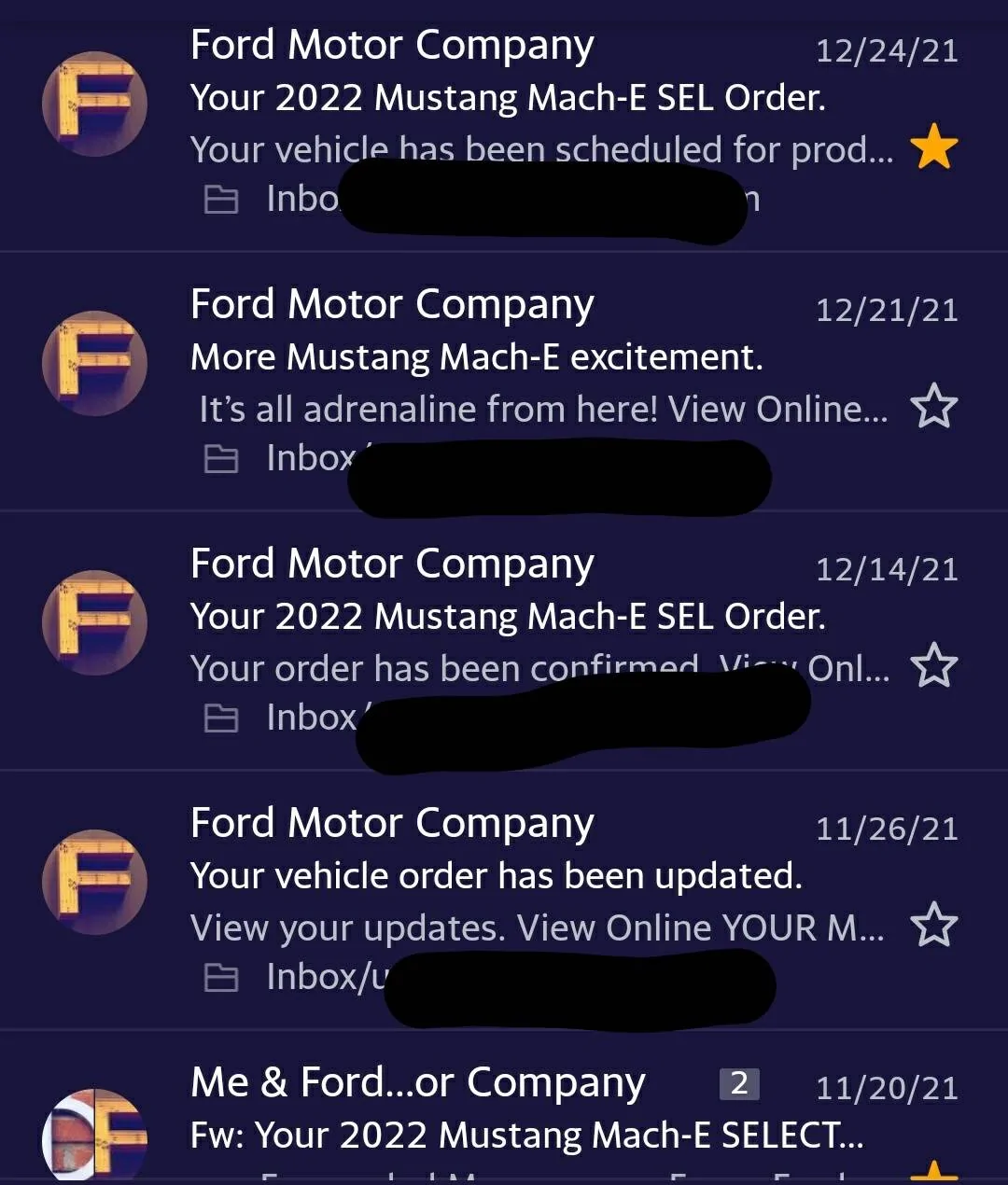 Ford Mustang Mach-E What emails did you get from Ford and when? Screenshot_20220118-105111__01