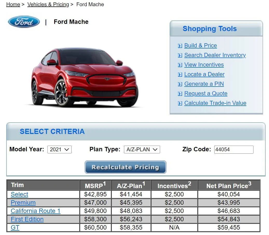 Ford Mustang Mach-E BREAKING: 2021 Mach-E Mustang Price Reduced on All Models Except GT! Pricing