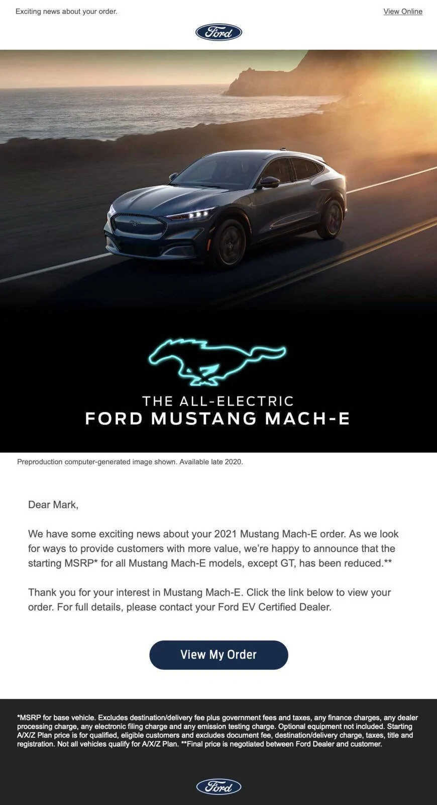 Ford Mustang Mach-E Ford Looking into different incentives. Screen Shot 2020-09-29 at 4.07.16 PM