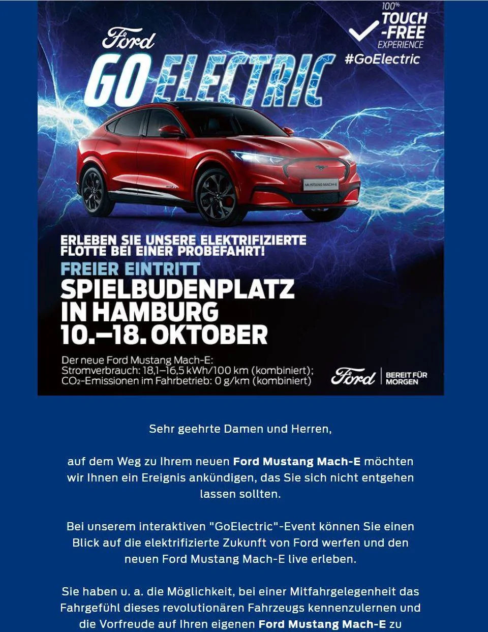 Ford Mustang Mach-E Ford Go Electric events in the Netherlands, Germany, Italy, France, and Spain eventmm