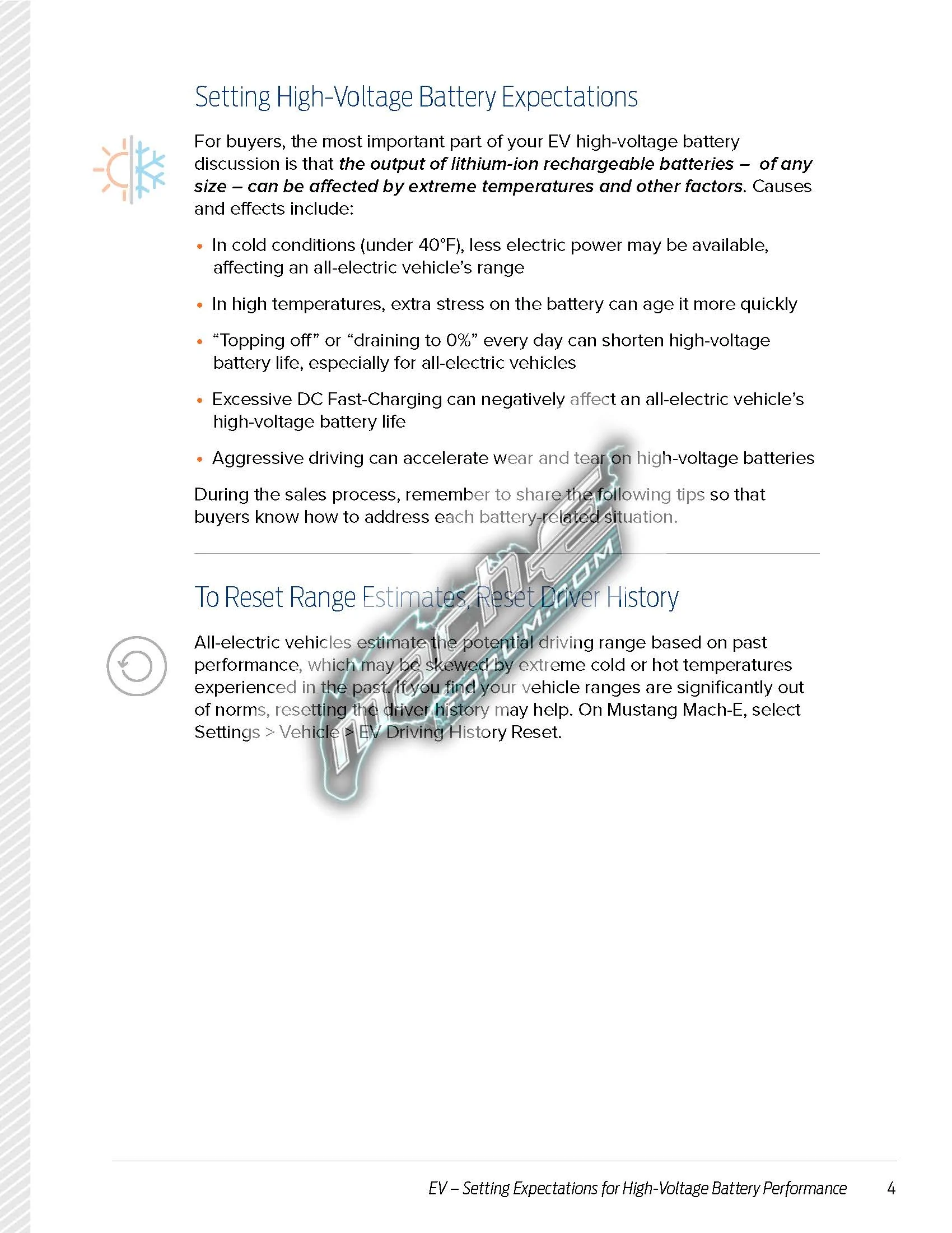 Ford Mustang Mach-E Ford's Guide to EV High-Voltage Battery Performance EV High-Voltage Battery Performance Job Aid_v07-MEF_Page_4