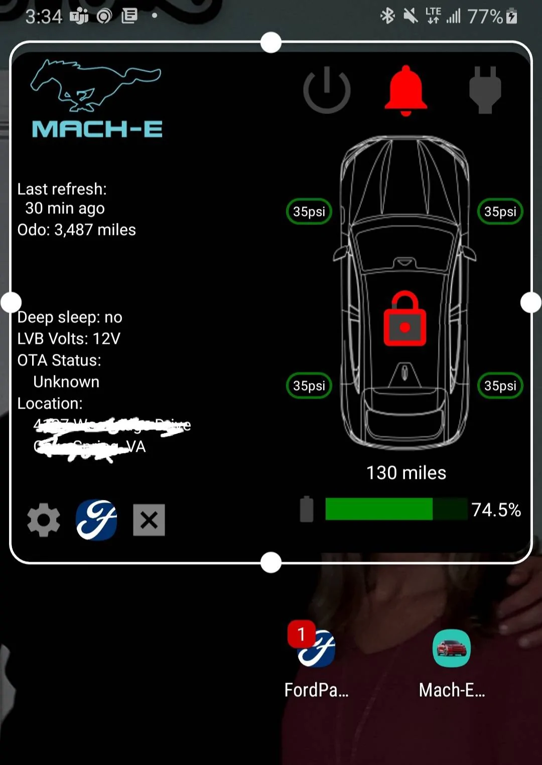 Ford Mustang Mach-E Android Widget for Mach-E [Less Complex] 20220127_154011