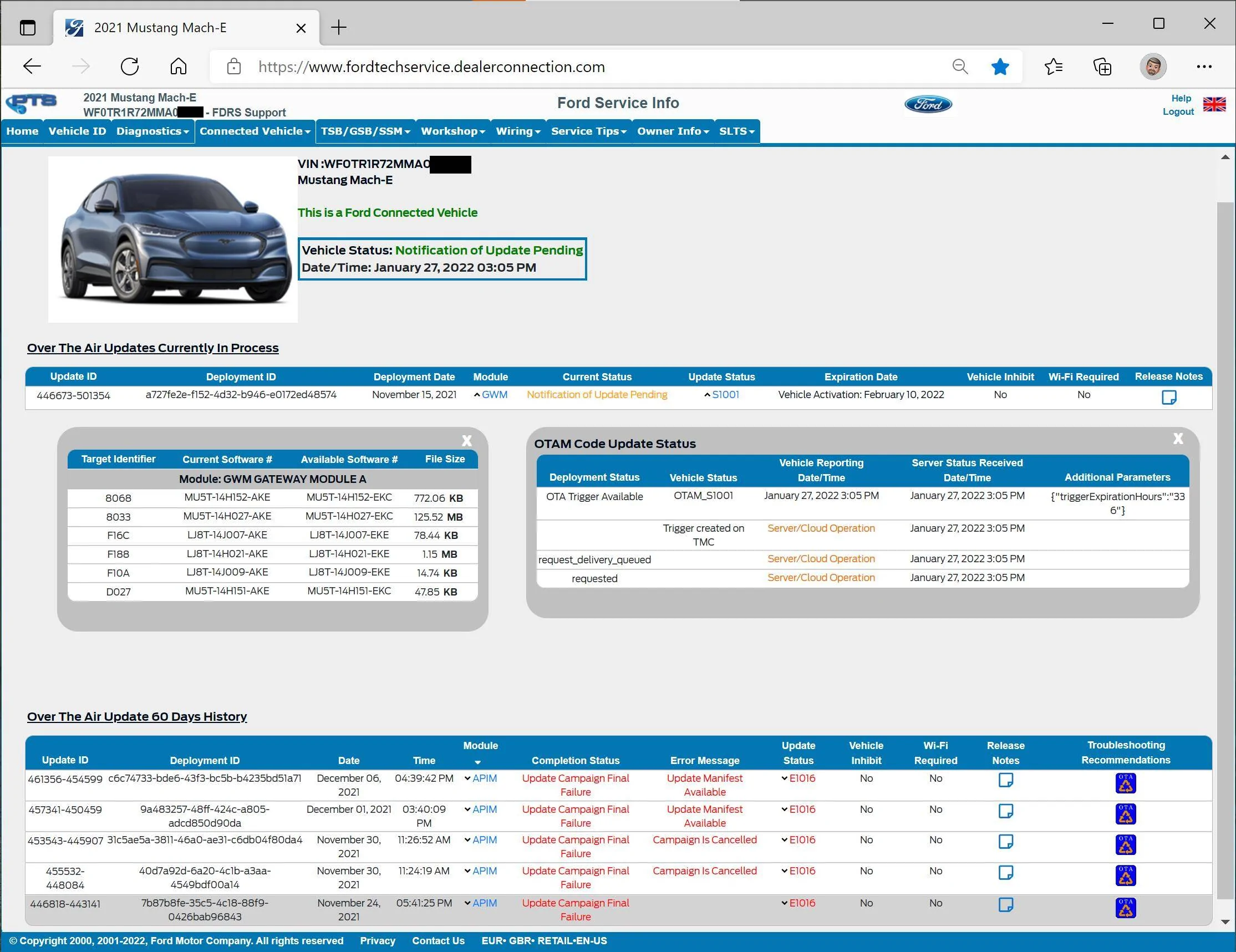 Ford Mustang Mach-E UK Customers OASIS Screenshot 2022-01-27 221721 - OTA 2.1.0 Pending