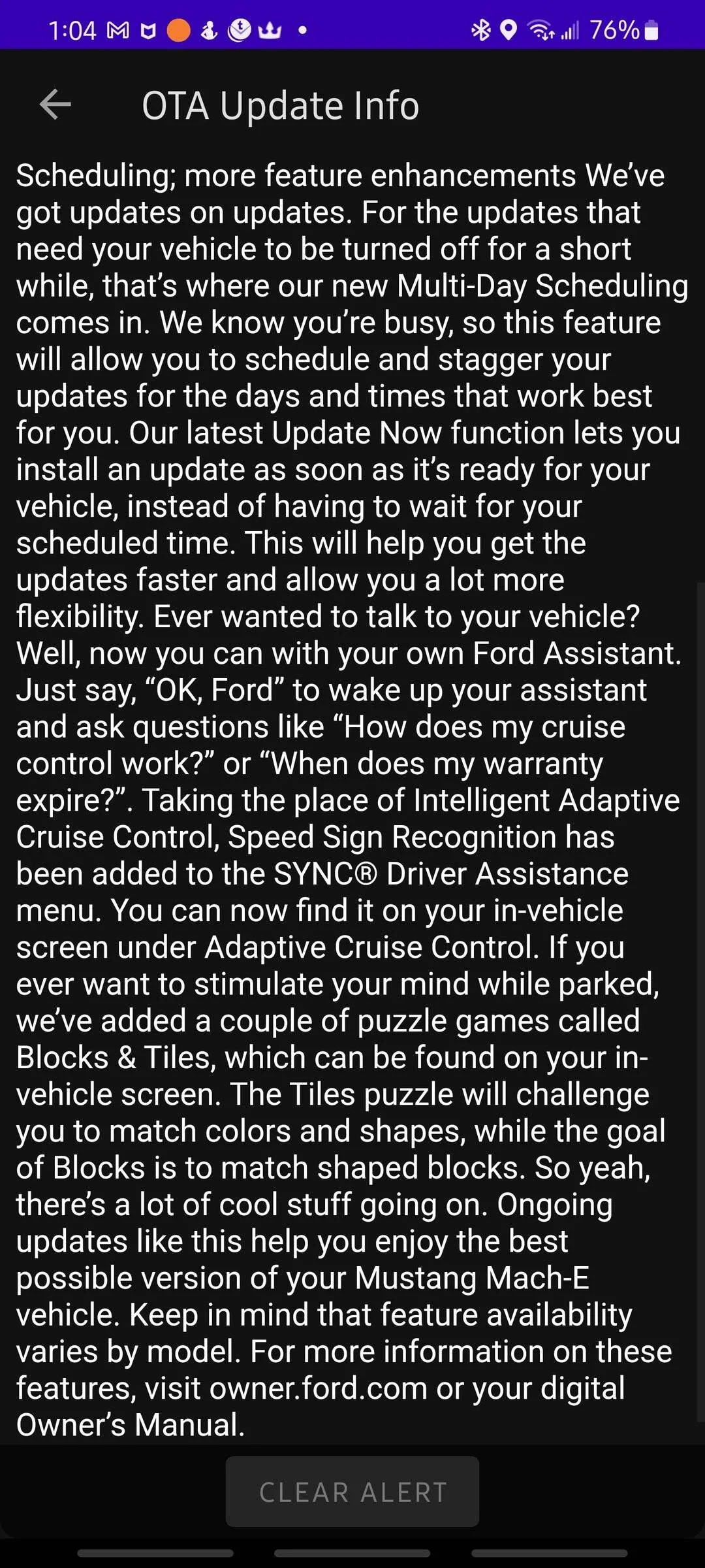 Ford Mustang Mach-E Release Notes - Sync4 version 21281 revision 244 , PowerUp 2.3.0 (shows as 2.1.0 on screen) Screenshot_20220130-130427_Mach-E Info