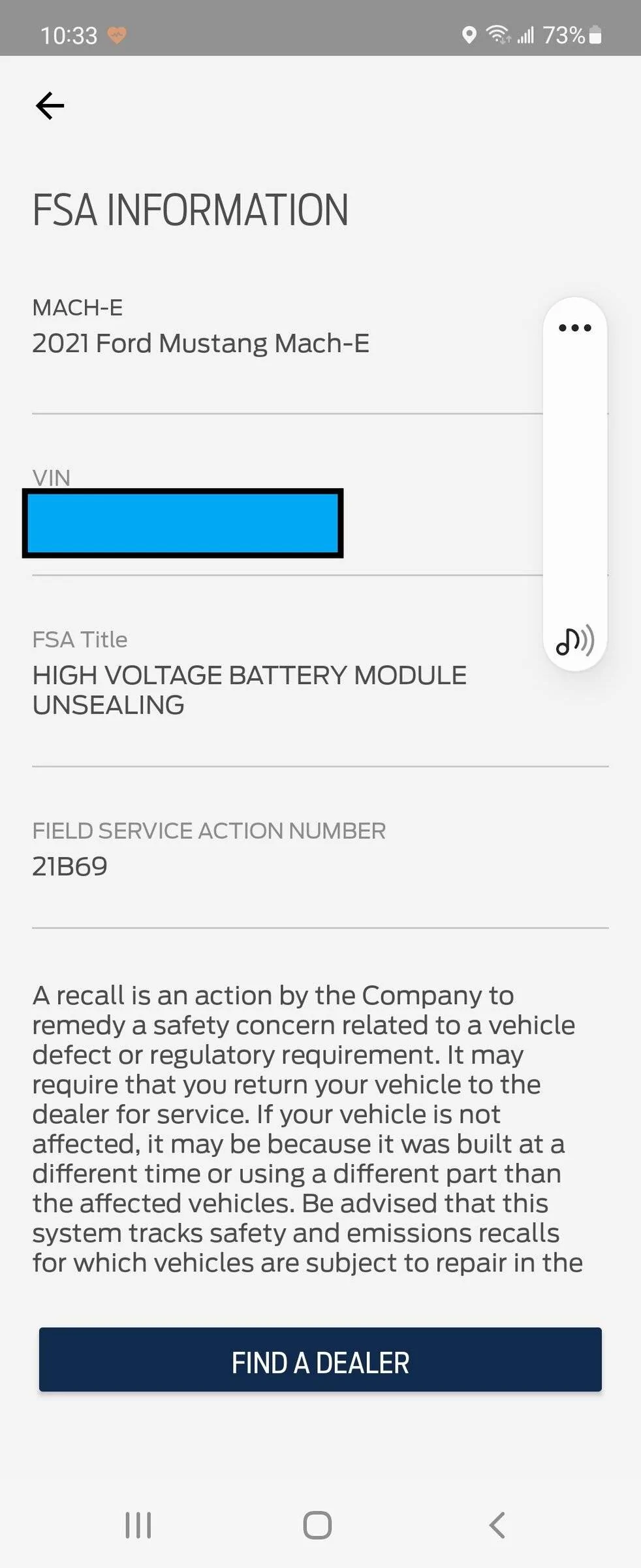 Ford Mustang Mach-E FSA 21B69 High Voltage Battery Module Unsealing FSA 21B69