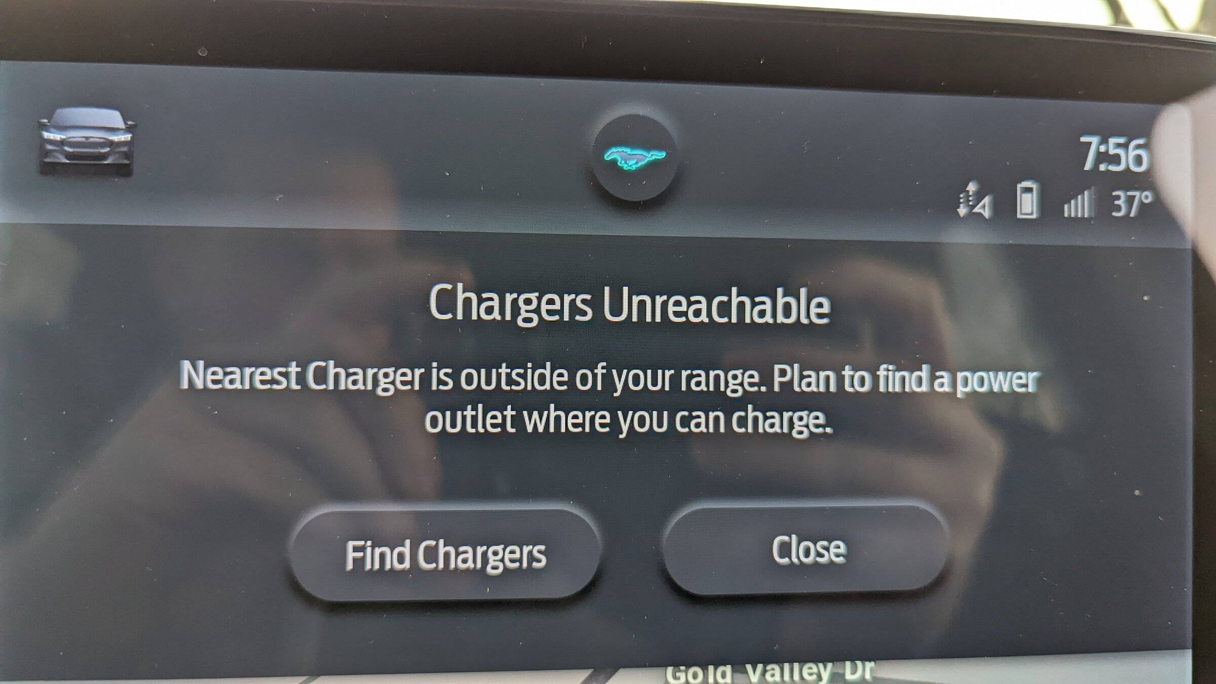 Ford Mustang Mach-E Repeated “Chargers Unreachable” alert in car PXL_20220204_155633088