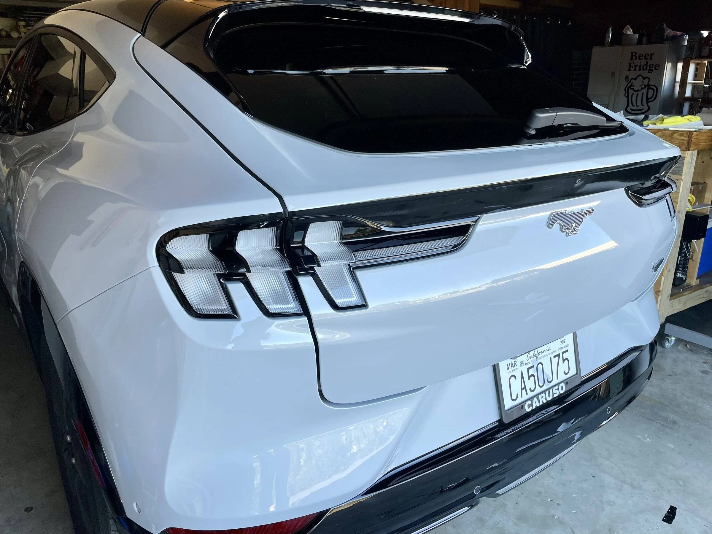 Ford Mustang Mach-E Red and White Pin Stripes, and Spoiler Shading on my GT FA4A746F-00B9-44A6-A252-1ECA1F1939DE