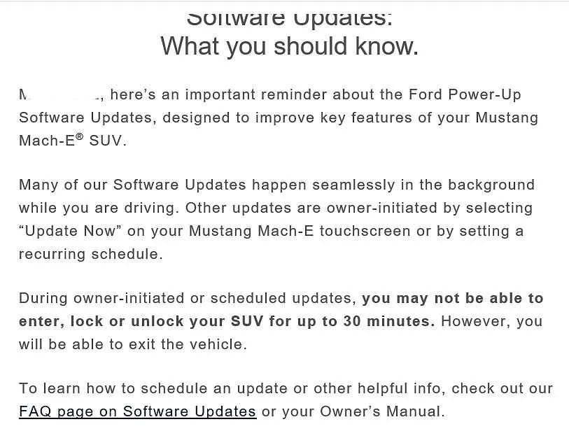 Ford Mustang Mach-E Ford Email - Software Updates. Anyone else get this? Updates email 2-8-22
