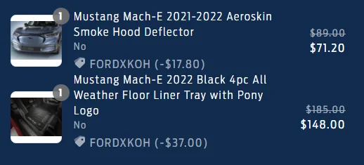 Ford Mustang Mach-E Get 20% Off Ford Accessories & Performance Parts Using Promo Code FORDXKOH 1644428481860