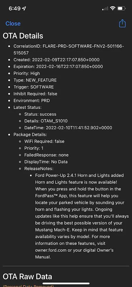 Ford Mustang Mach-E New Power Up OTA 2.4.1 Now Available 1644493842430