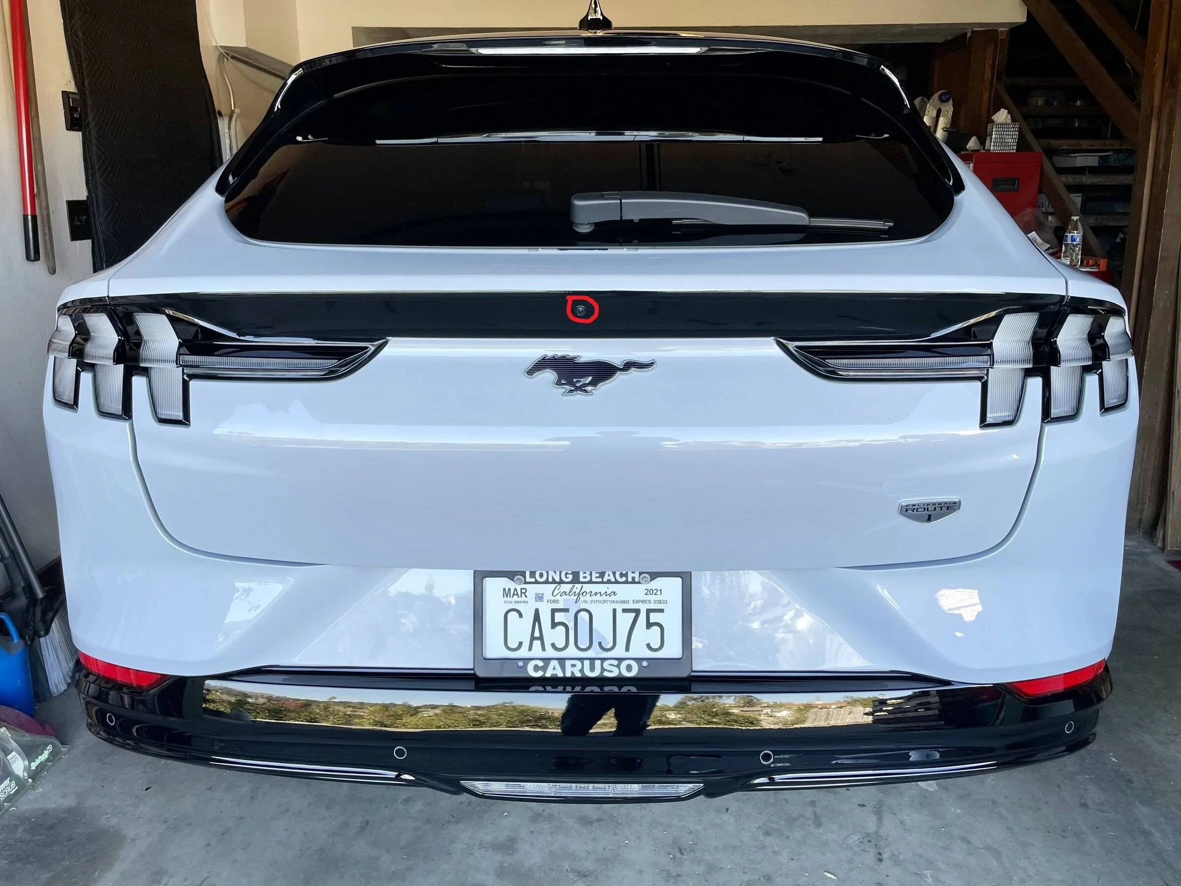 Ford Mustang Mach-E Red and White Pin Stripes, and Spoiler Shading on my GT 48BD5D27-8DCF-4AF8-A6F8-390B3134BC55