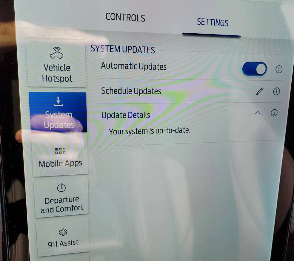 Ford Mustang Mach-E Your system is up to date. update screen 2
