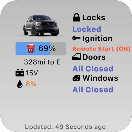 Ford Mustang Mach-E ? Scriptable FordPass Widget (iOS, iPad, MacOS) smallDetailedLight