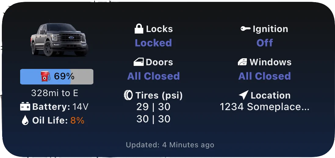 Ford Mustang Mach-E ? Scriptable FordPass Widget (iOS, iPad, MacOS) mediumDetailedDark