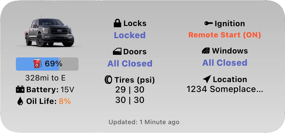 Ford Mustang Mach-E ? Scriptable FordPass Widget (iOS, iPad, MacOS) mediumDetailedLight