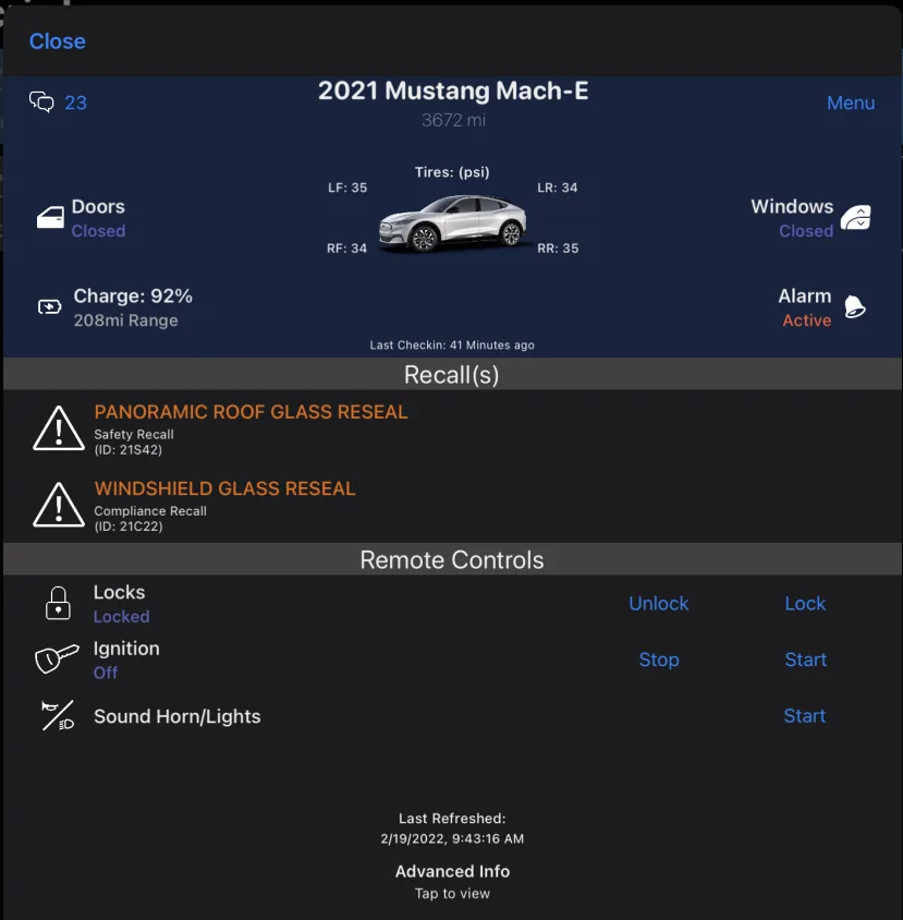 Ford Mustang Mach-E FordPass - Scriptable Widget V2022.XX (iOS, iPad, MacOS) 1645285279177