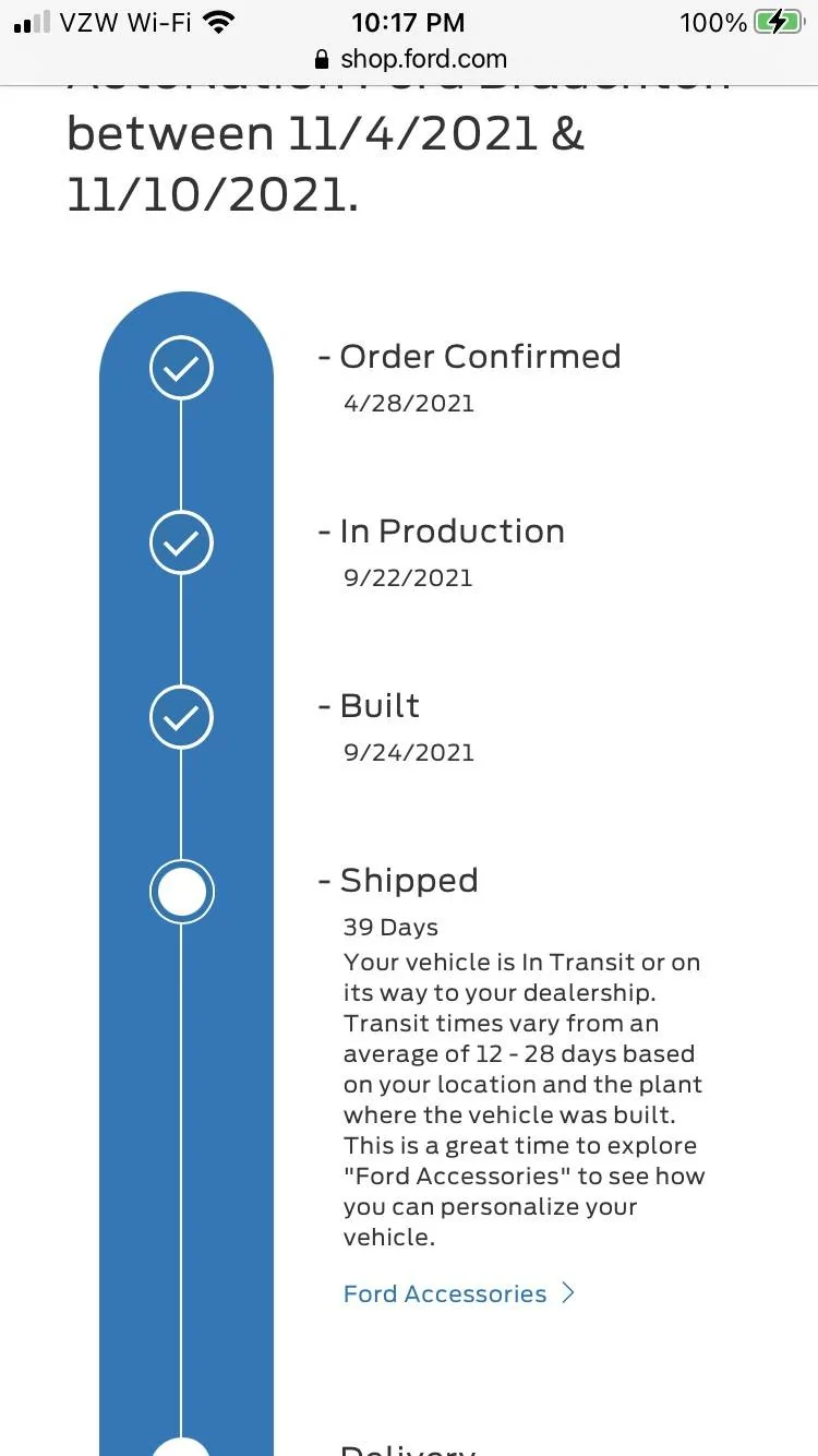 Ford Mustang Mach-E Has my car actually shipped? 6B5C8039-93C2-4B76-856D-4B6161131590