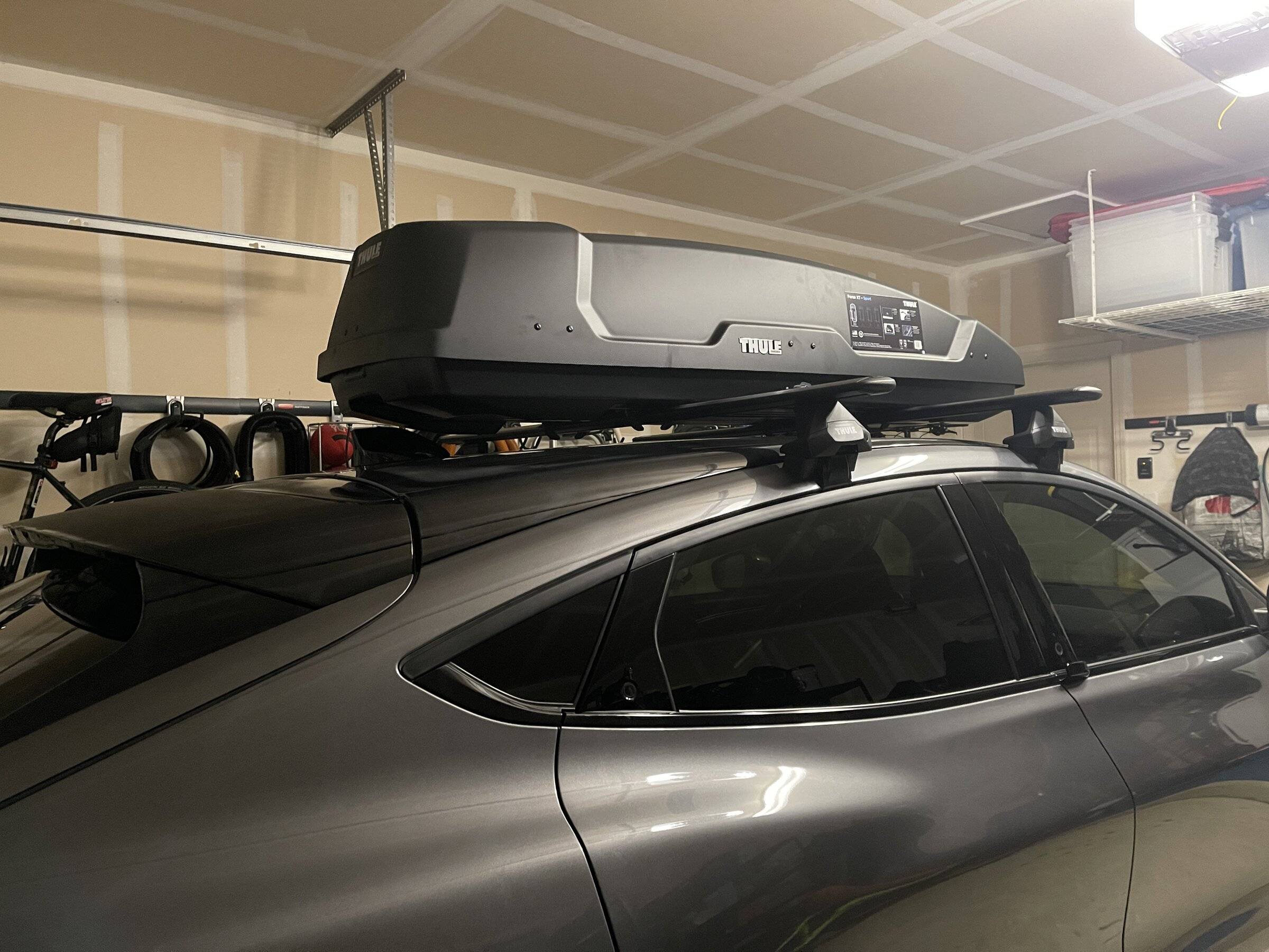 Ford Mustang Mach-E Share Thule Roof Rack install photos - followed the instructions, seems further to front of car than expected? 3F06817E-F8D6-4D47-AF39-FA10CDC6D7E6