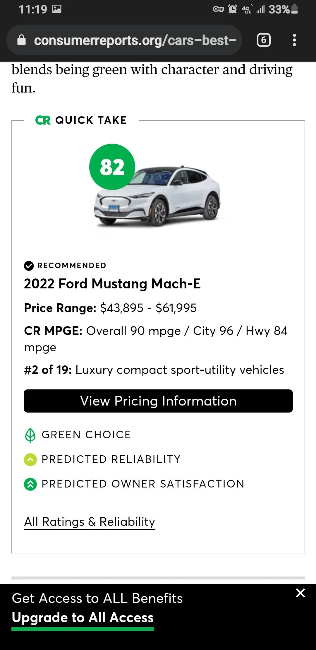 Ford Mustang Mach-E Electric SUVs generally are among the Least Reliable... Screenshot_20220223-231902_Chrom