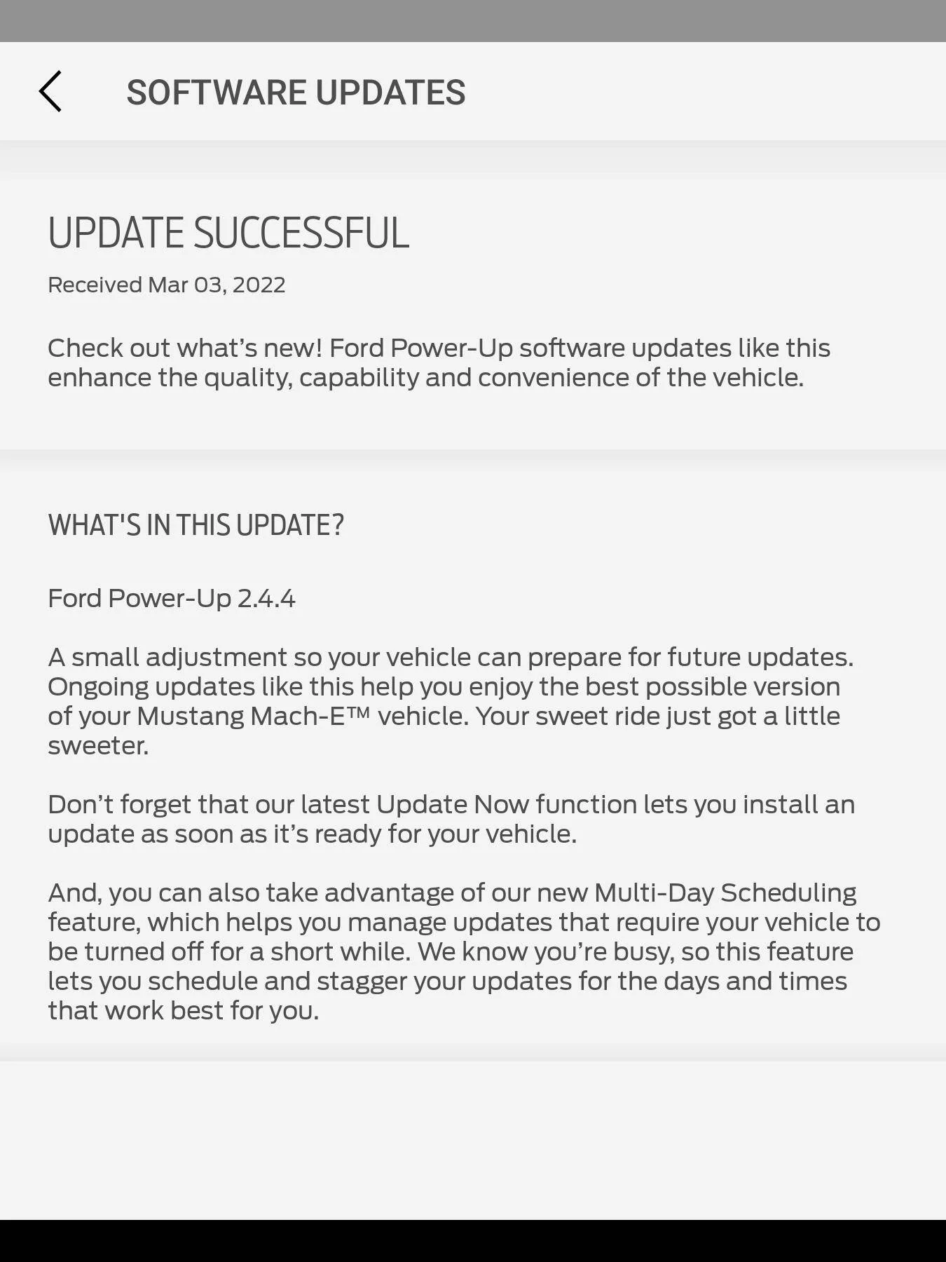 Ford Mustang Mach-E Power up 2.4.4 now installing. Screenshot_20220302-191939
