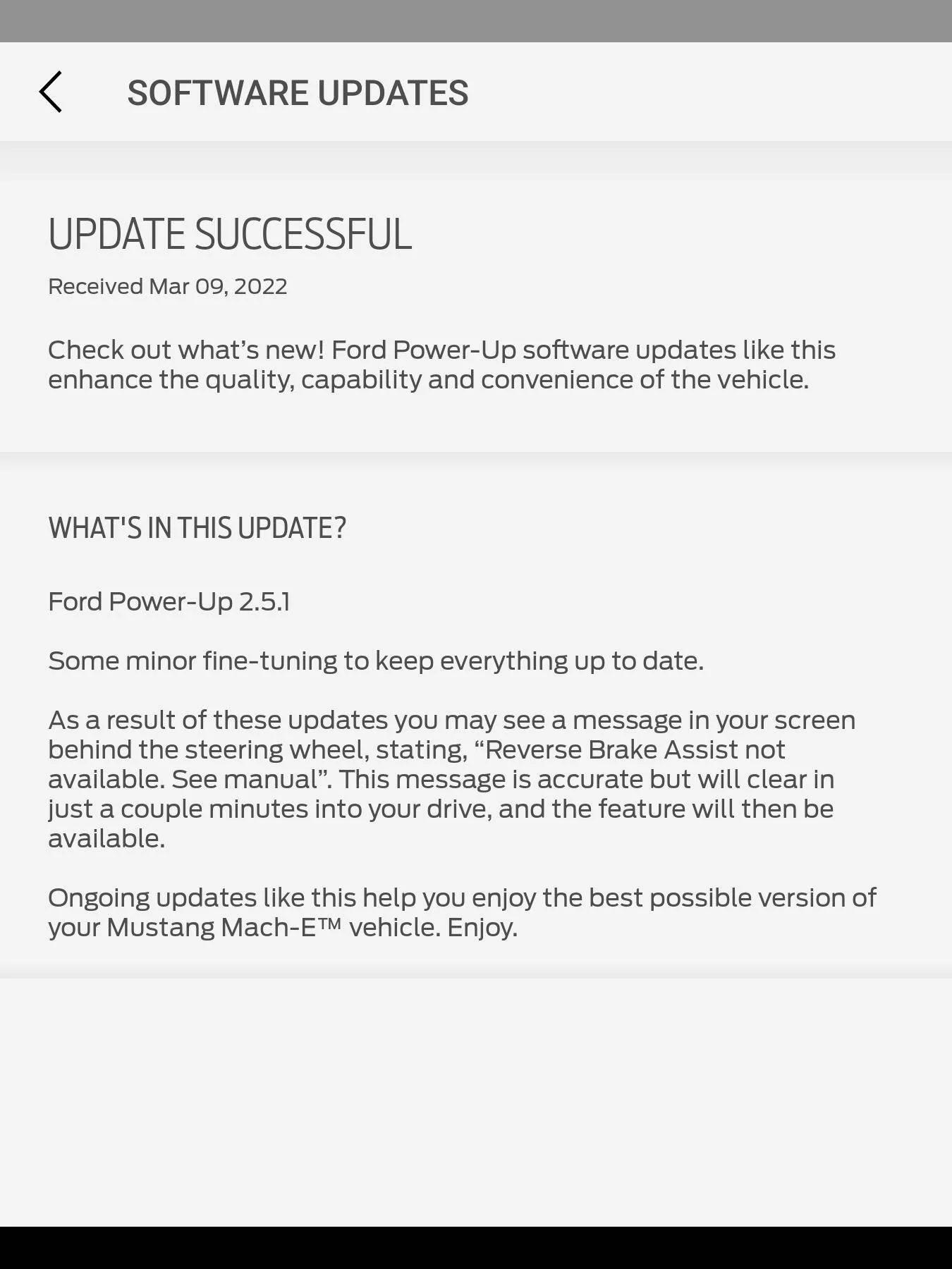 Ford Mustang Mach-E OTA Power-up 2.5.1 rolling out 2022-03-09 16.10.05