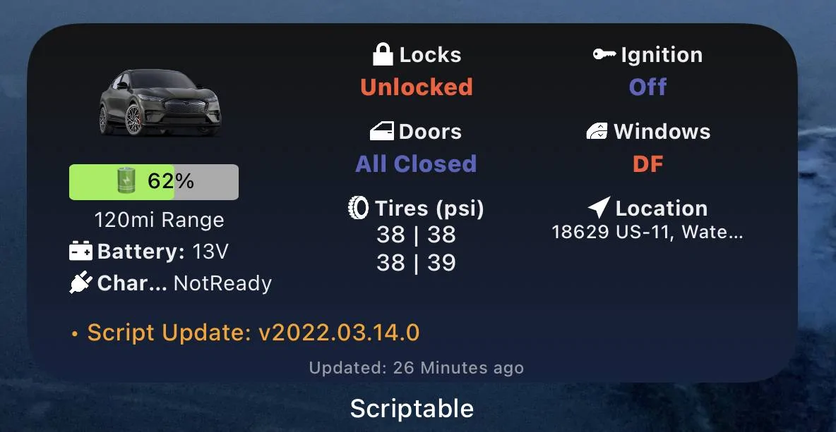 Ford Mustang Mach-E FordPass - Scriptable Widget V2022.XX (iOS, iPad, MacOS) B778B189-67F0-425C-8601-0157CD085039