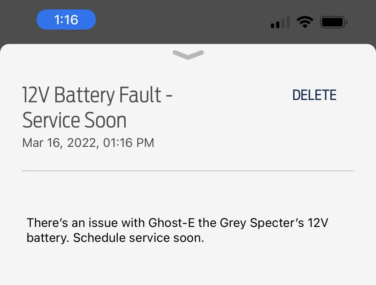 Ford Mustang Mach-E 12v battery fault. False positive B286B993-73B7-467A-8733-F71AB8DA792B