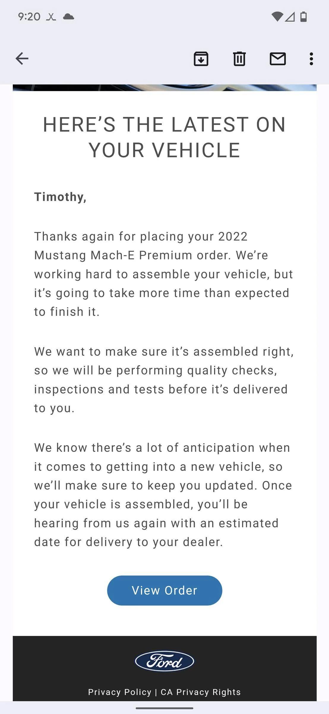 Ford Mustang Mach-E 3/7/22 Build Week Gang Screenshot_20220318-212043