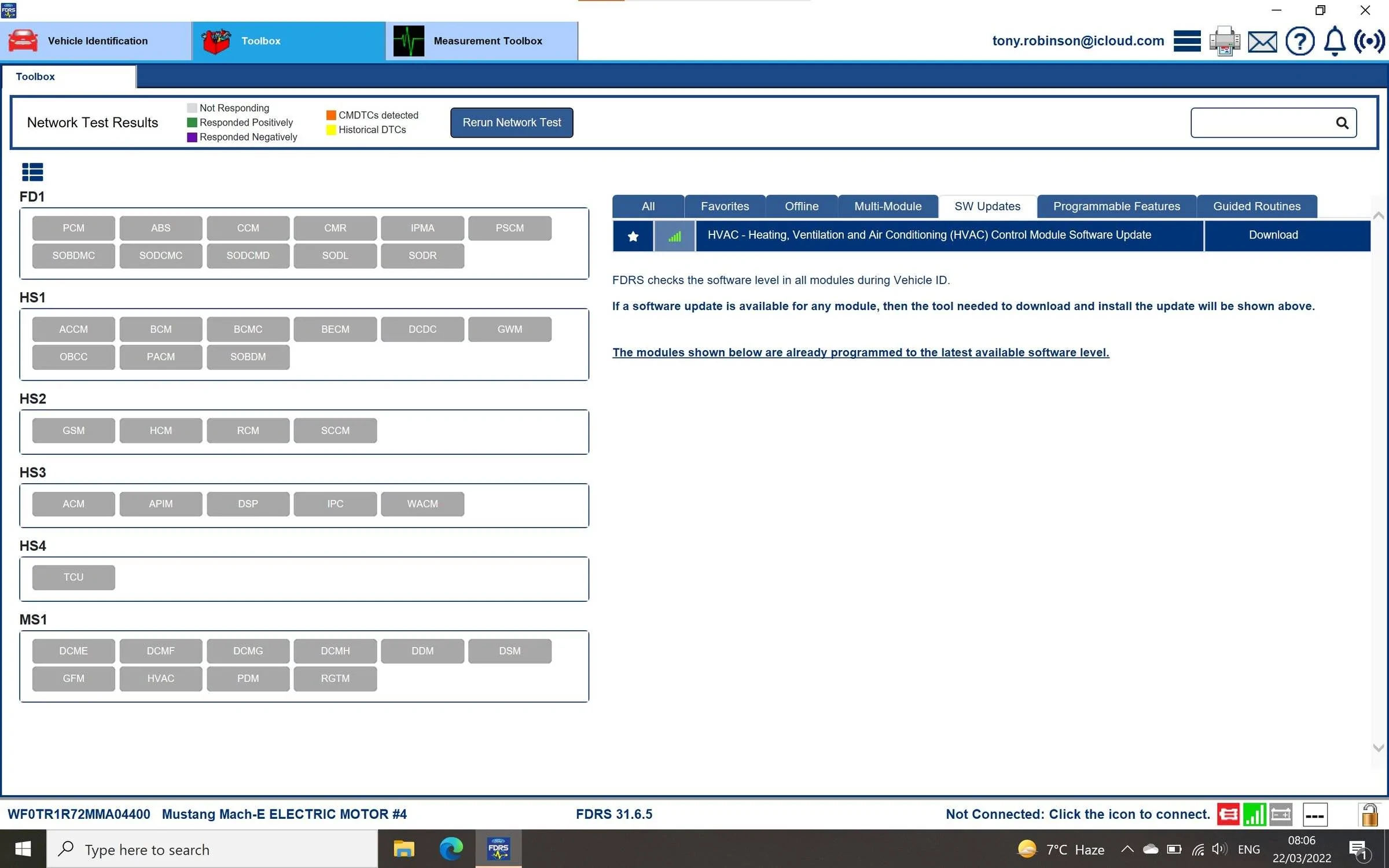 Ford Mustang Mach-E HVAC software update in FDRS 1885C690-58B7-4E4C-B3D9-9B9AE472B307