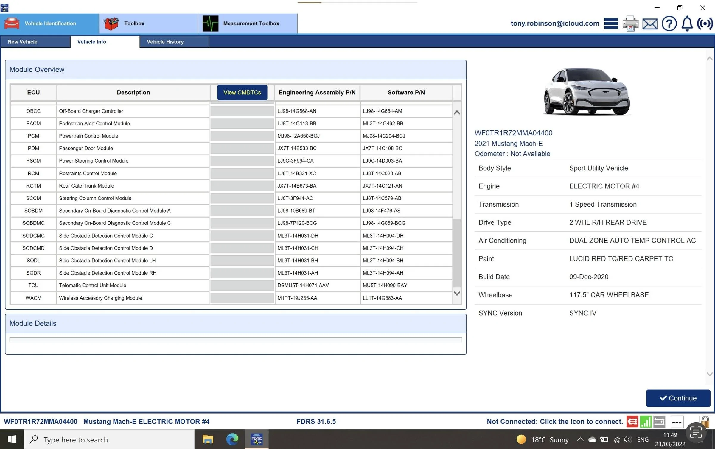 Ford Mustang Mach-E HVAC software update in FDRS E789107E-8DBE-410B-B85D-43E6EE98453E