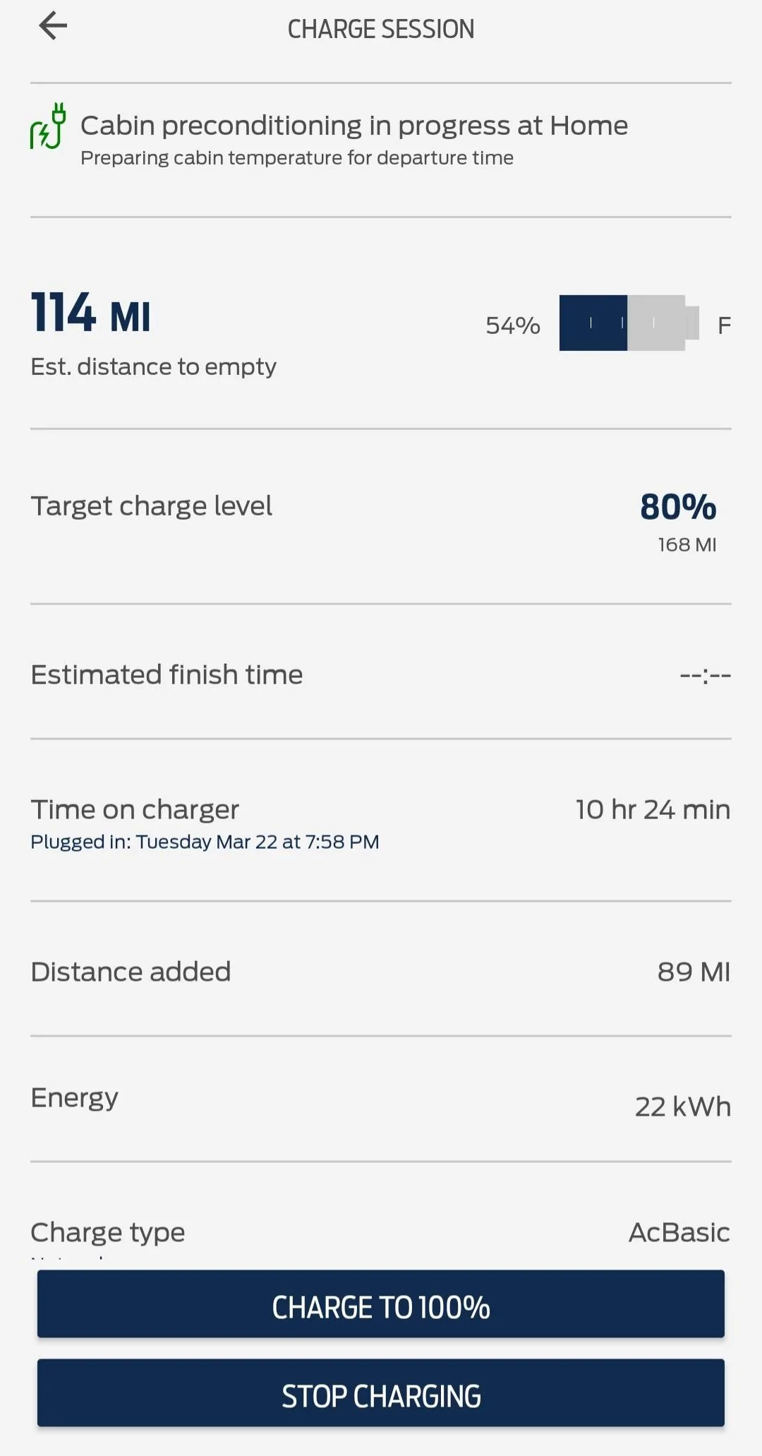 Ford Mustang Mach-E Target Charge Level Not to full capacity Estimated Miles at 80%