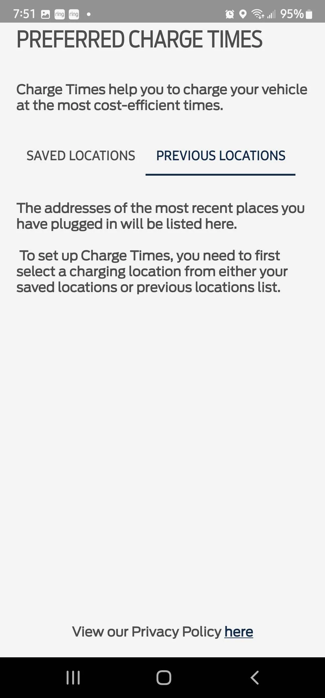Ford Mustang Mach-E Preferred Charge Locations Disappeared Screenshot_20220327-075153_FordPass
