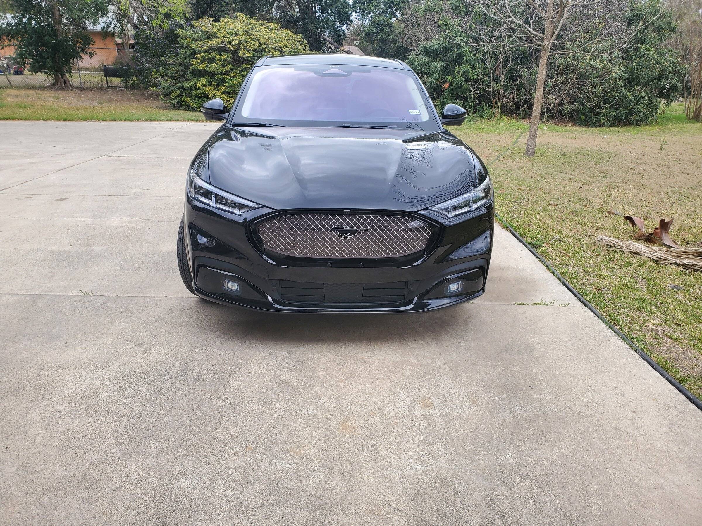 Ford Mustang Mach-E Grille Vinyl Wrapped - Before & After Fog Lights