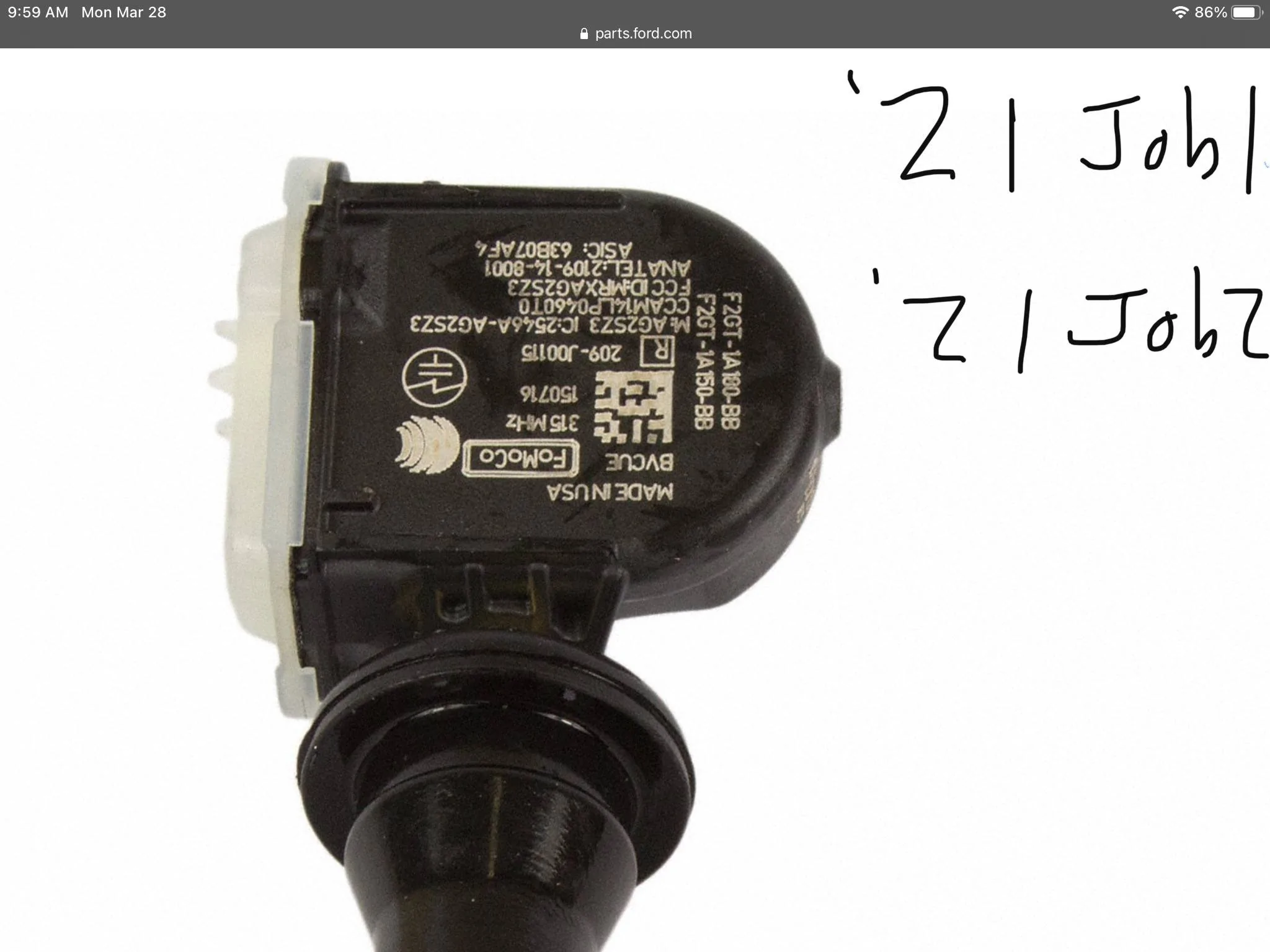 Ford Mustang Mach-E Did Ford change the TPMS sensors on Job 2 and MY 22 Mach E’s 6426ECC3-BE65-41B7-8D87-CD34098CA5EA