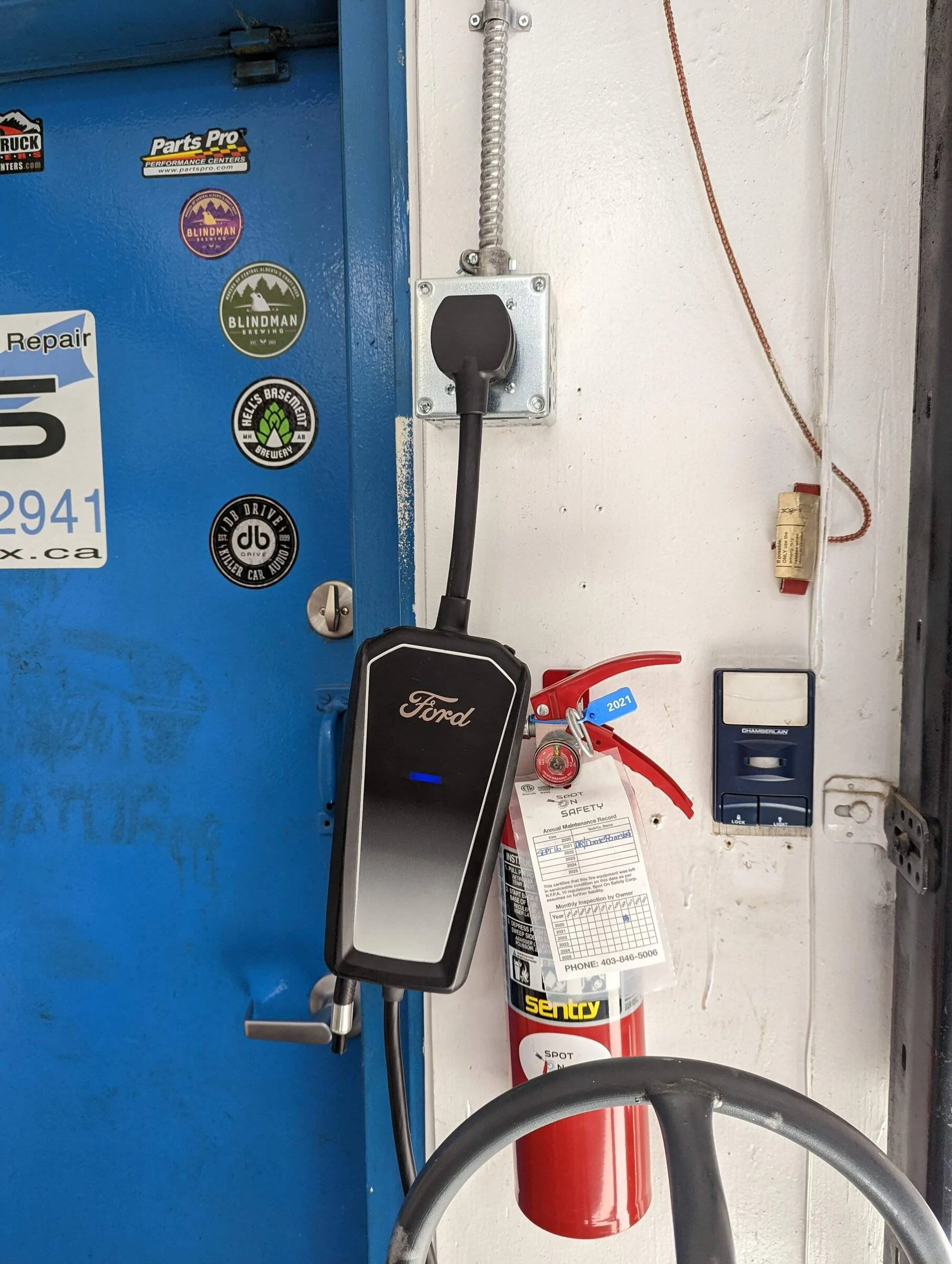Ford Mustang Mach-E Adventures having an L2 charger installed PXL_20220329_200301582