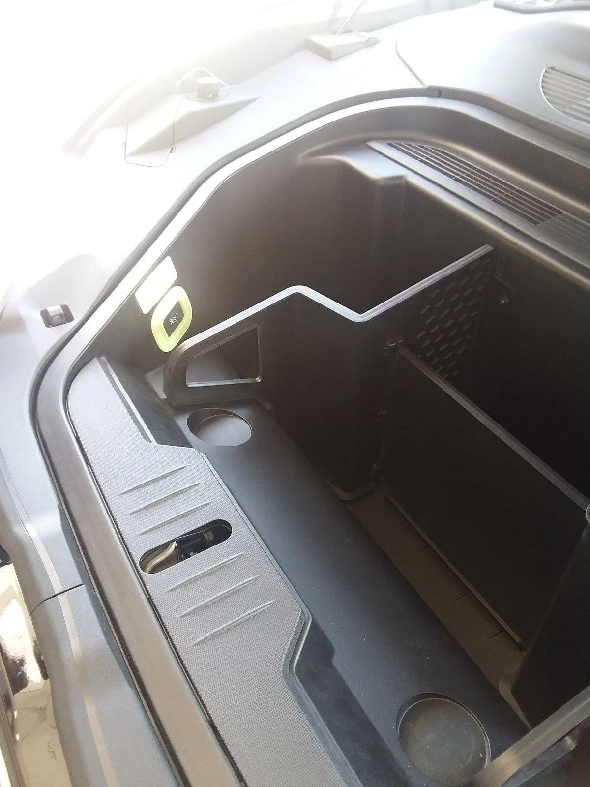 Ford Mustang Mach-E Front trunk (frunk) organizer / divider / storage system shown in images MachEFrunk