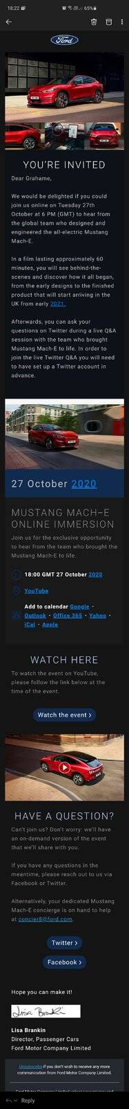 Ford Mustang Mach-E UK Customers Screenshot_20201021-182208_Outlook