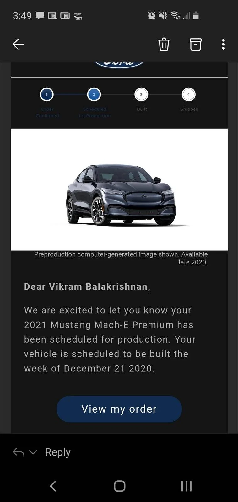 Ford Mustang Mach-E Order Scheduled for Production Date Screenshot_20201022-154919_Outlook