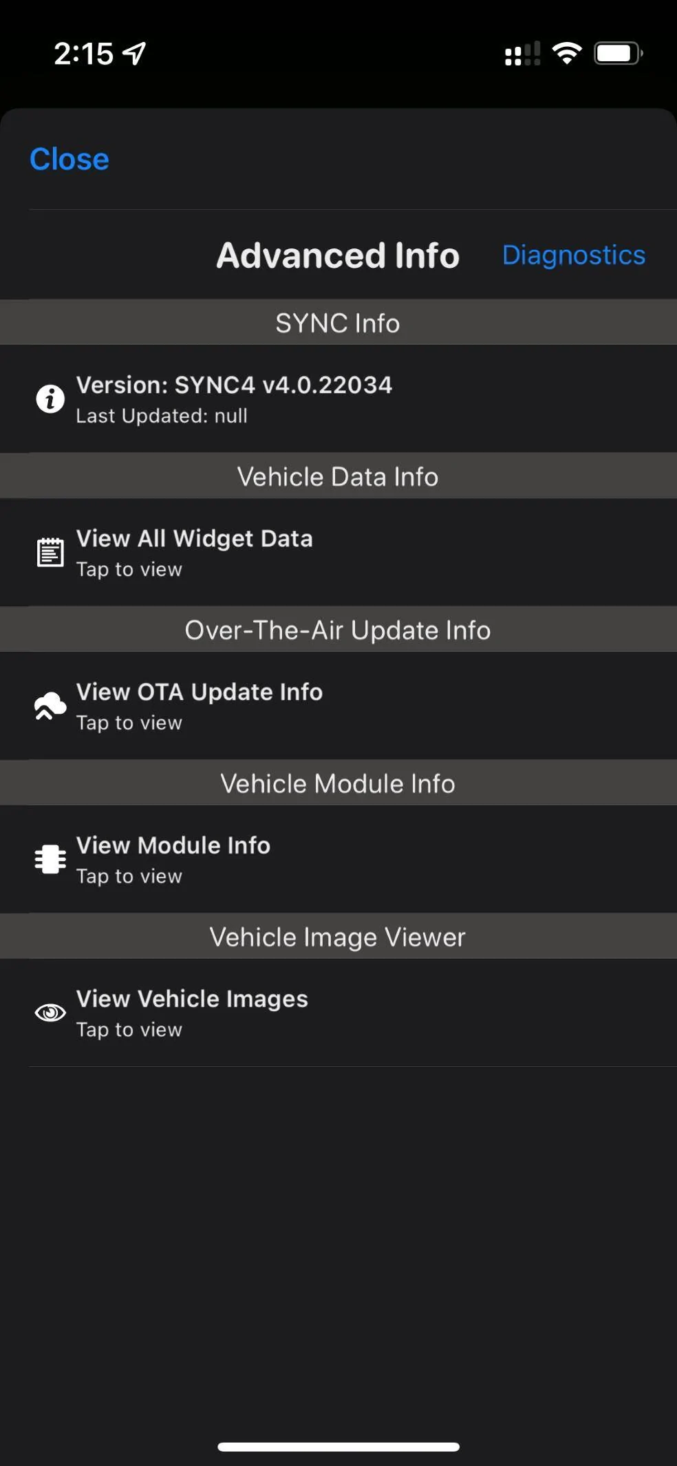 Ford Mustang Mach-E SYNC install update date reads 'null' (no BlueCruise) SYNCnull