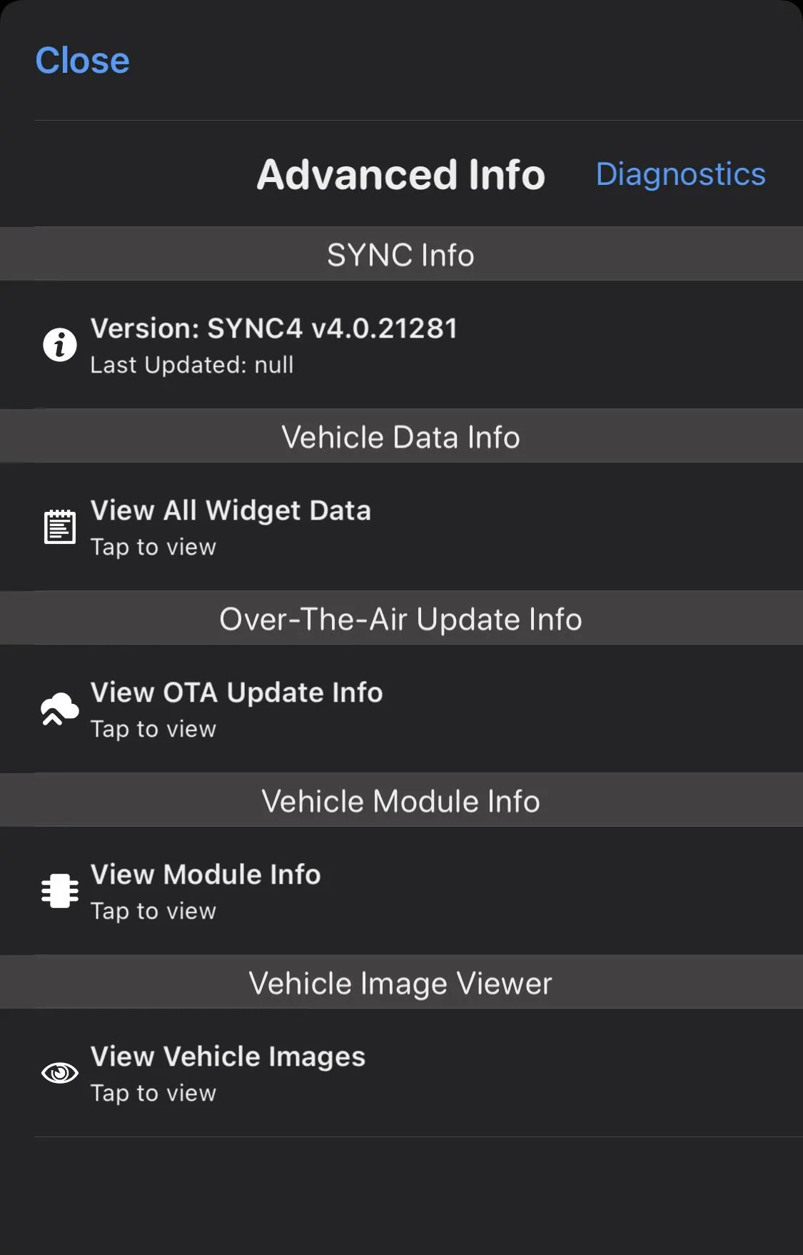 Ford Mustang Mach-E SYNC install update date reads 'null' (no BlueCruise) 62A6EAA3-04C2-4169-867A-601507323AA2