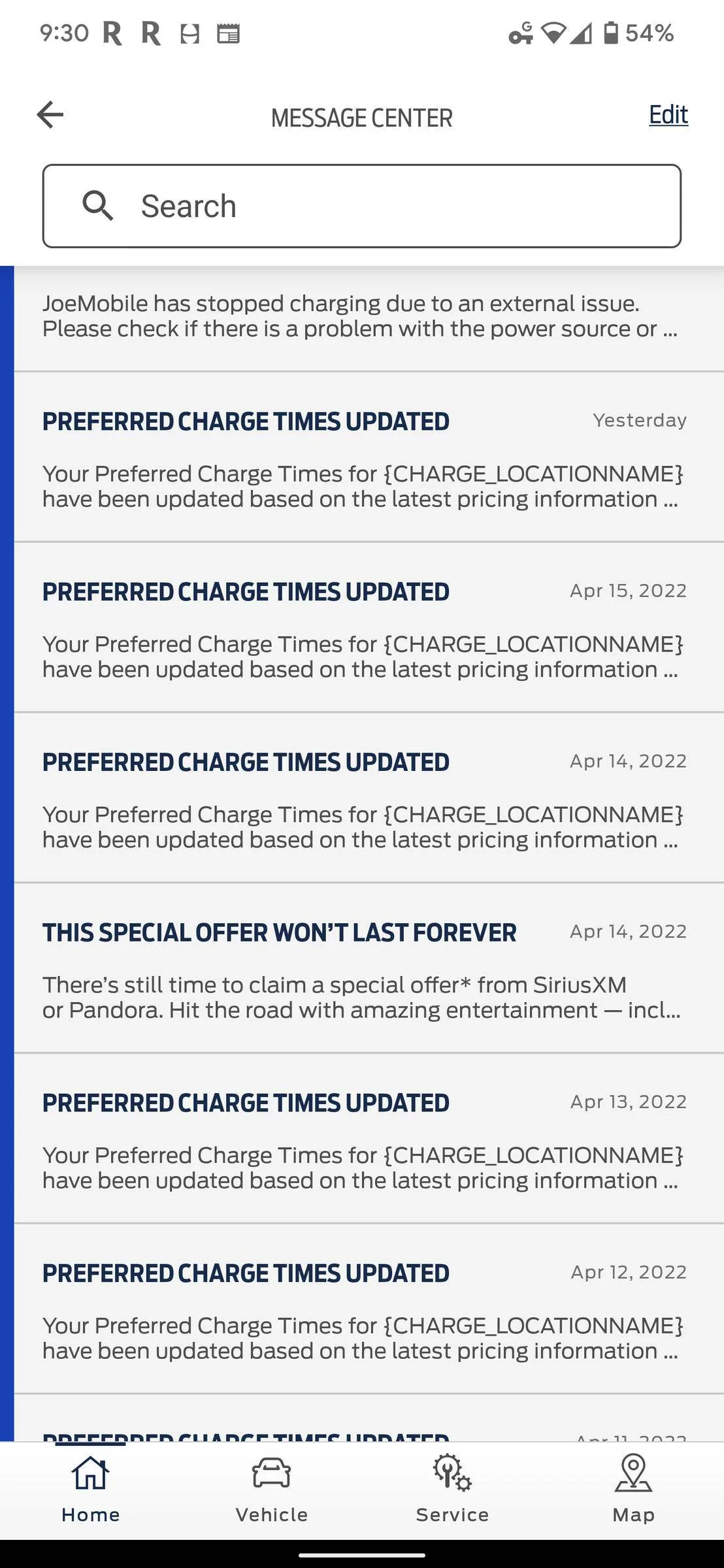 Ford Mustang Mach-E Fordpass daily charging notification Screenshot_20220417-213032