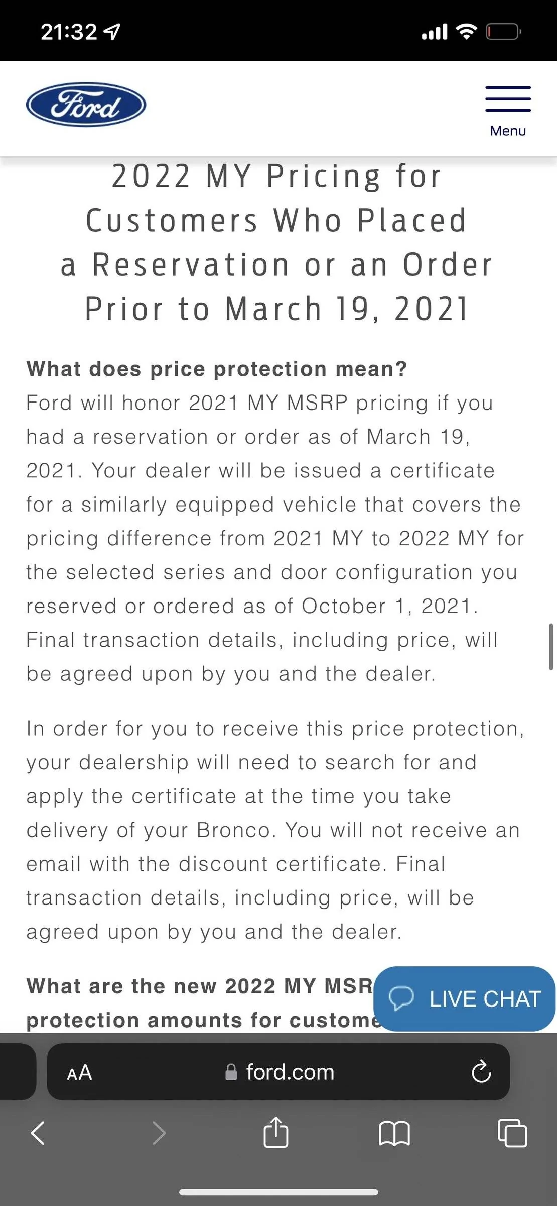 Ford Mustang Mach-E 2021-22 Model Year Satisfaction Rebate No Good with Options ABD50722-845B-48CA-9042-C084073F11C9