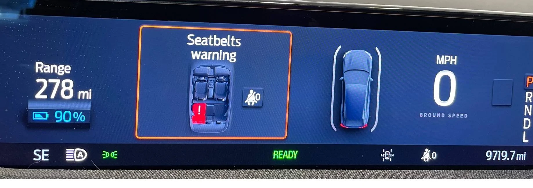 Ford Mustang Mach-E "Seatbelts warning" message for an unoccupied seat IMG_1529 A